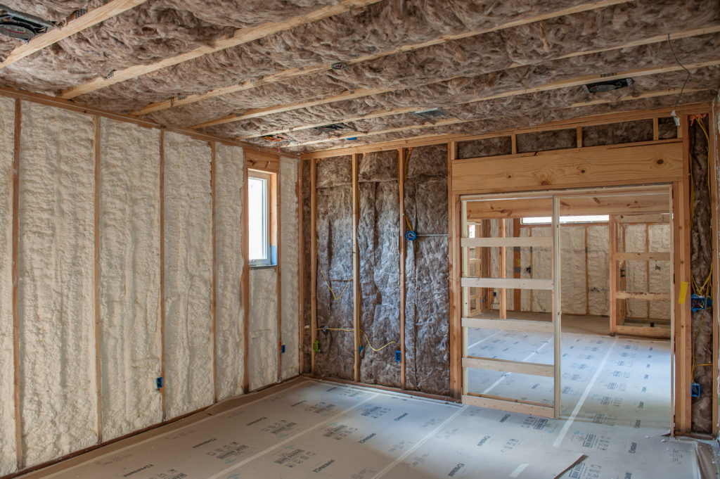 Home insulation installed in the walls